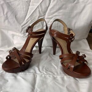 Audrey Brooke Brown Leather Strappy Heels – Size 8.5